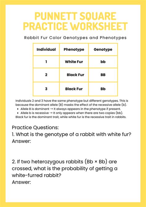 40+ Free Printable Punnett Square Practice Worksheet To Download In PDF