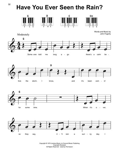 Have You Ever Seen The Rain? by Creedence Clearwater Revival Sheet Music for Super Easy Piano at ...