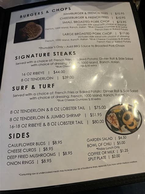 Menu at Redwood Inn restaurant, Green Bay, Main St