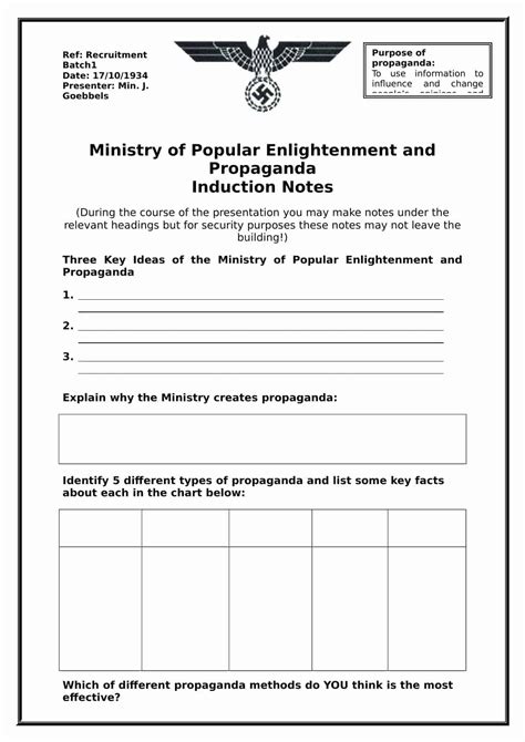 Nazi Propaganda Lesson Worksheet | KS3 Resource