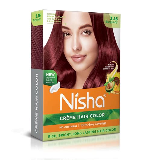 Buy Nisha Creme Hair Color 3.16 Burgundy 40g Pack of 4, Permanent Hair ...