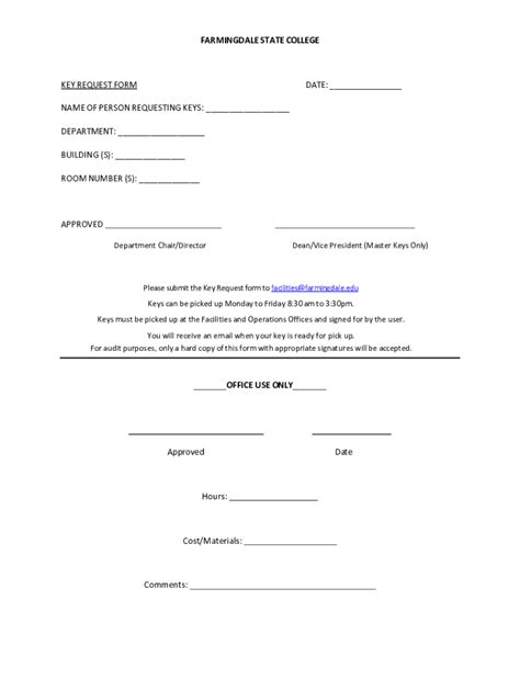 Key Request Form - Blank Fillable Template | Fill Out, Print & Download ...