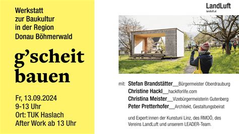 Baukultur-Werkstatt am 13. September - Leader Region Donau Böhmerwald