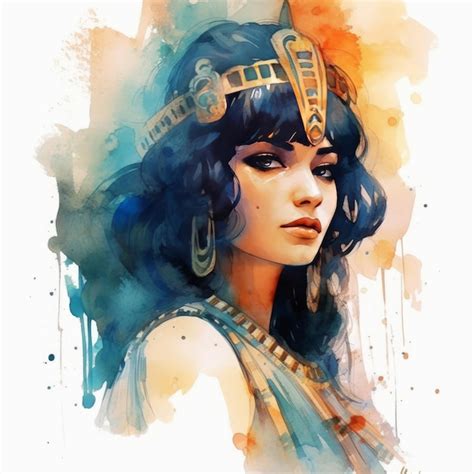 Pintura em aquarela de Cleópatra rainha do Egito | Foto Premium