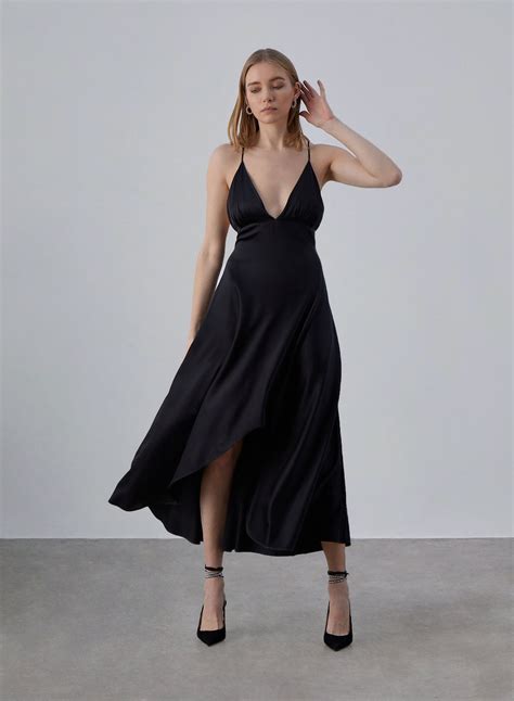 Forever Chic Asymmetric Silky Midi Dress – Styched Fashion