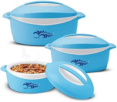 Buy CELLO Hot Serve Insulated Inner Steel Casserole Set of 3, Blue ...