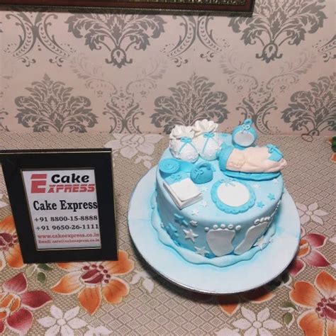 Baby Shower Light Blue Fondant Cake Delivery in Delhi NCR - ₹2,999.00 ...
