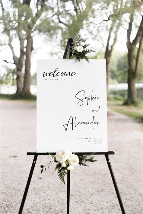 Welcome Wedding Sign Template, Minimalist Black and White Welcome Sign, Instant Download and ...