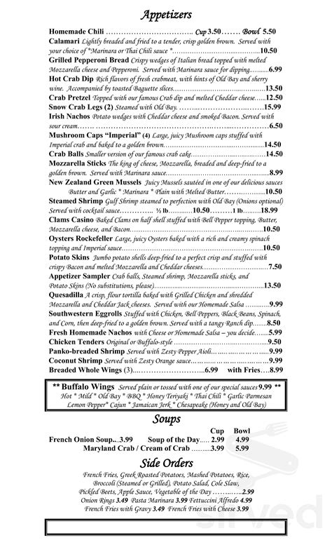 Hazelwood Inn menu in Baltimore, Maryland, USA