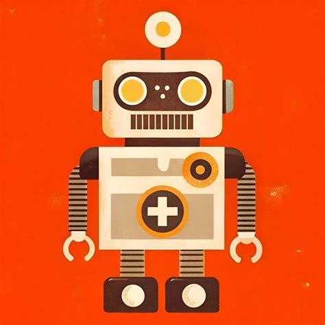 A retro style robot with a medical symbol on its chest | Premium AI ...