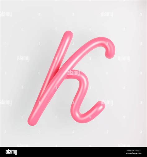 3D Pink Script Uppercase Letter K on light background. Cute Cursive ...
