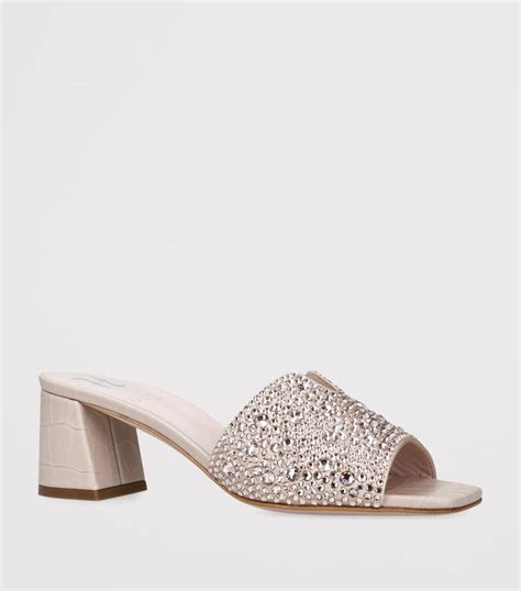 Gina Beige Leather Embellished Florence Heeled Mules 50 | Harrods IN
