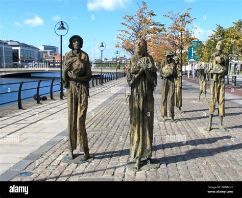 Irish Famine statues memorial, Custom House Quay, Dublin Ireland Stock ...