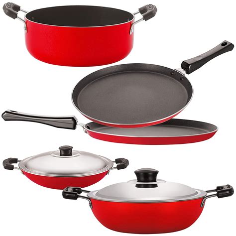 Buy Nirlon Gas Compatible Non-Stick Aluminium Cookware Set, 5-Pieces ...