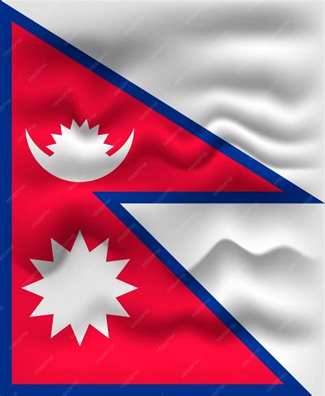 Ondeando la bandera del país nepal ilustración vectorial | Vector Premium