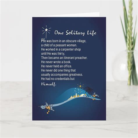One Solitary Life Religious Christmas Card Dark Bl | Zazzle