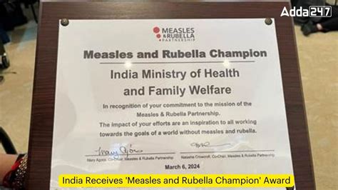 India Receives 'Measles and Rubella Champion' Award