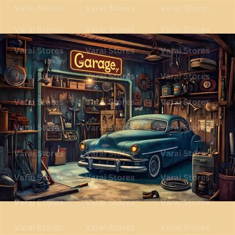 Car Garage (Type-2) - Baby Printed Backdrops - PREMIUM FABRIC