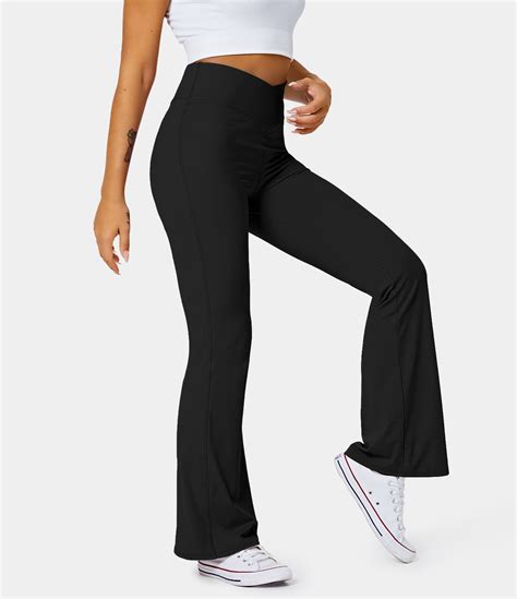 Women's High Waisted Crossover Flare Yoga Leggings - HALARA