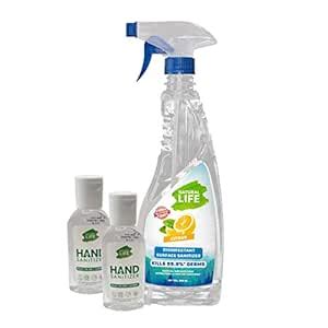NATURAL LIFE Citrus Surface Sanitizer 500 ml & Hand Sanitizer Small 55 ...