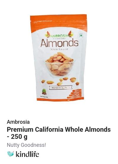 Buy Ambrosia Premium California Whole Almonds - 250 g Online at Best ...