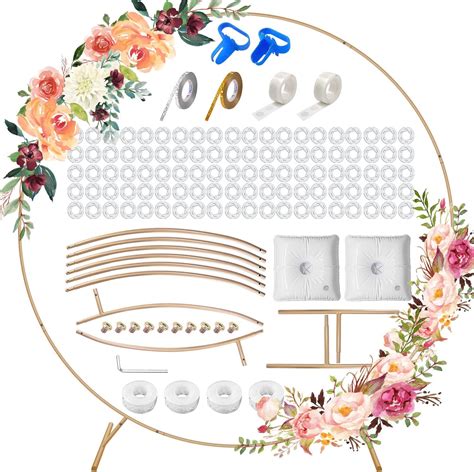Buy Pondpm Golden Metal Round Balloon Arch Kit - 7.2ft (2.2m) Large ...