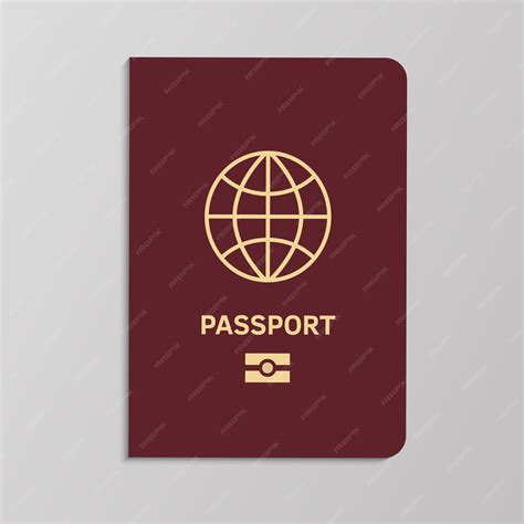 International biometric passport cover template id with gold map on red ...