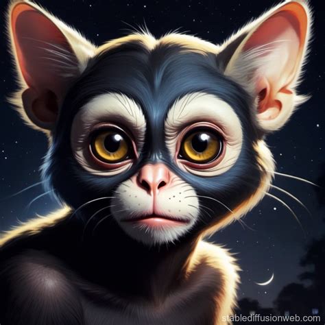 Night Monkey having a Cat Face | Stable Diffusion Online
