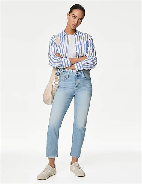 Buy High Waisted Slim Fit Cropped Jeans at Marks & Spencer