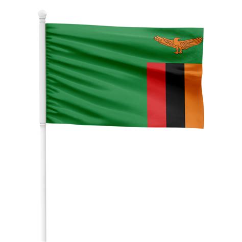 Realistic Zambia Flag Waving on a White Metal Pole with Transparent Background 35625635 PNG