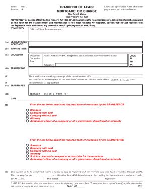 Transfer of Lease Form 01TL - Blank Fillable Template | Fill Out, Print ...