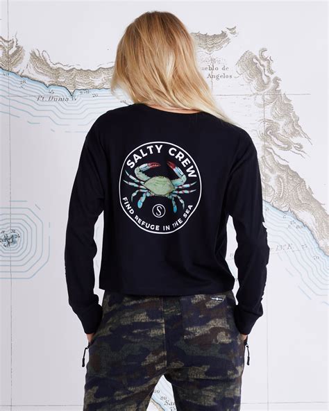 BLUE CRABBER LS CROP - Black | Salty Crew Australia