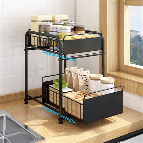 Buy 2-Tier Under Sink Organizers and Storage,ShowTop Countertop Sliding ...