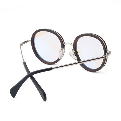 2019新款男女防蓝光 平光镜 时尚圆形框架 手工竹木眼镜- 眼镜在线NoteOptics.cn