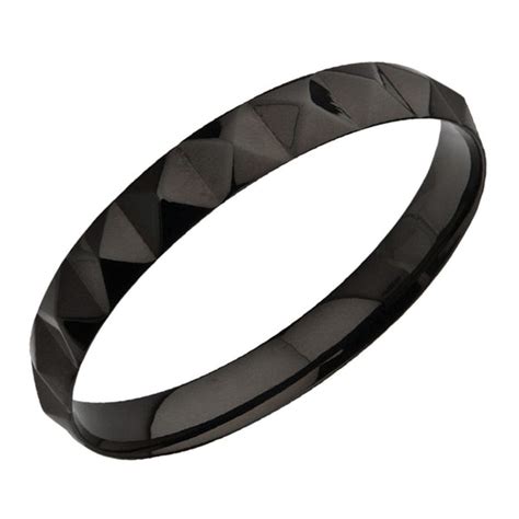 Buy Black Stainless Steel Raised Pyramid Stud Bangle Online - INOX ...