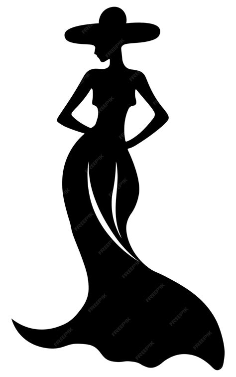 Silhouette lady in hat lady with hat woman silhouette | Premium Vector