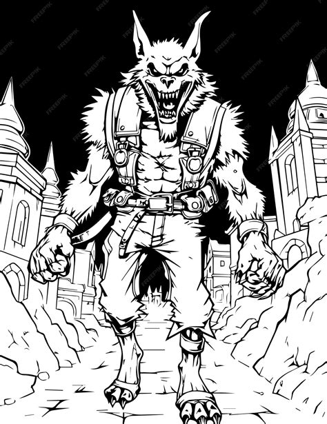 Premium Vector | Werewolf coloring pages for kids