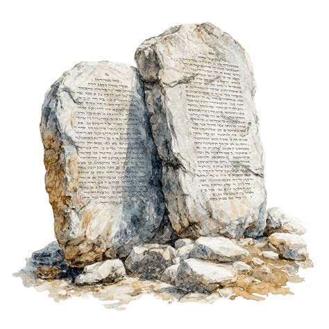 Watercolor Art Two Stone Tablets Of The Ten Commandments Illustration, Drawing Tombstone, Closed ...