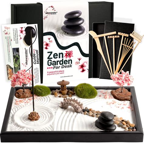 Amazon.com: Zen Garden Kit for Desk Decor - Premium Beautiful Japanese Mini Zen Sand Garden Box ...