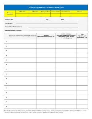 Fillable Online Bureau of Reclamation Job Hazard Analysis Form Fax ...