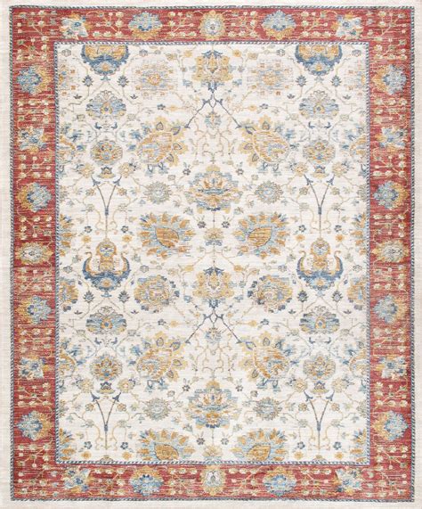 Heritage Collection Power Loom Area Rug- 9' x 12' In Ivory and Rust by ...