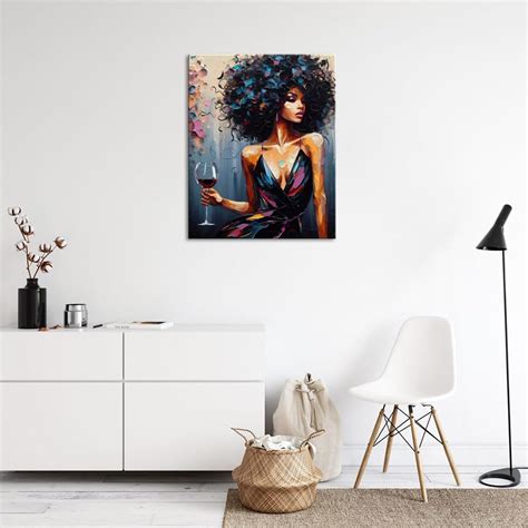 OneSheep Shop The Red Wine Girl Wall Art Black Girl India | Ubuy