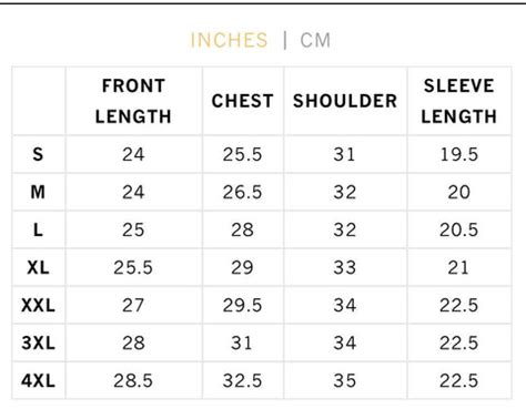 Gear's Size Charts – The Mainstreet Marketplace