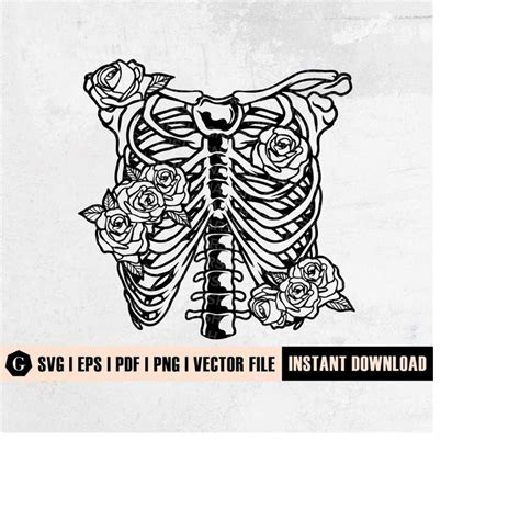 Rib Cage Floral SVG | Ribcage Flowers svg file | Skeleton Fl | Inspire ...