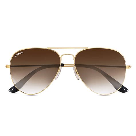 Buy Light Brown Gradient Glass and Gold Frame Aviator Sunglasses For ...