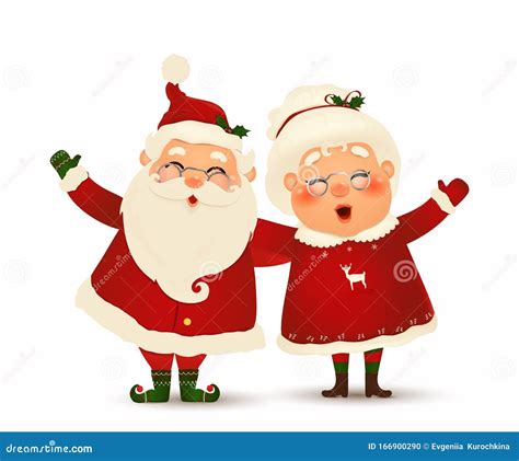 Mrs. Claus Together. Vector Cartoon Character of Happy Santa Claus and ...