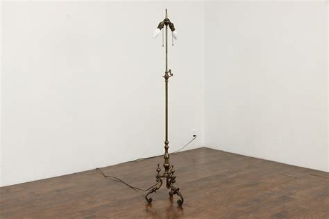 Renaissance Design Bronze Antique Floor Lamp, Adjustable Height
