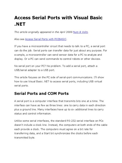Image result for COM Port Visual Basic
