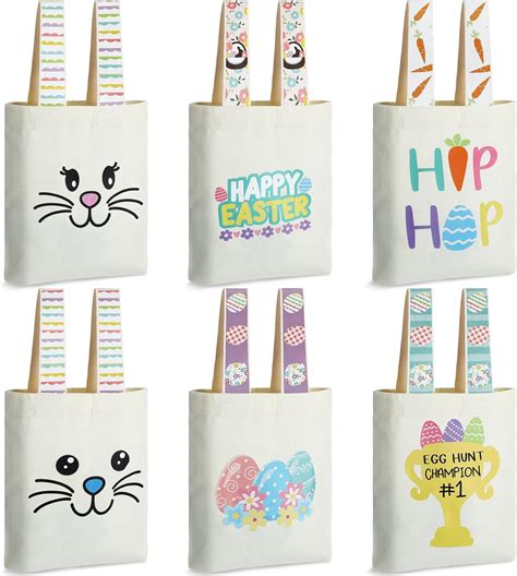 Amazon.com: Locmeo 6 Pcs Reusable Easter Bags 10 x 8 Inches Tote Large ...