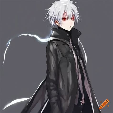 Anime Guy With Silver Hair And Red Eyes